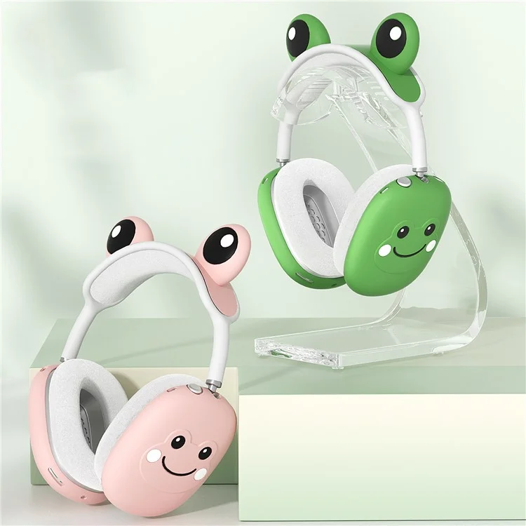 Per AirPods Max Frog Design Liquid Silicone Headphone Earmuff Shell + Headbeam Cover - Verde