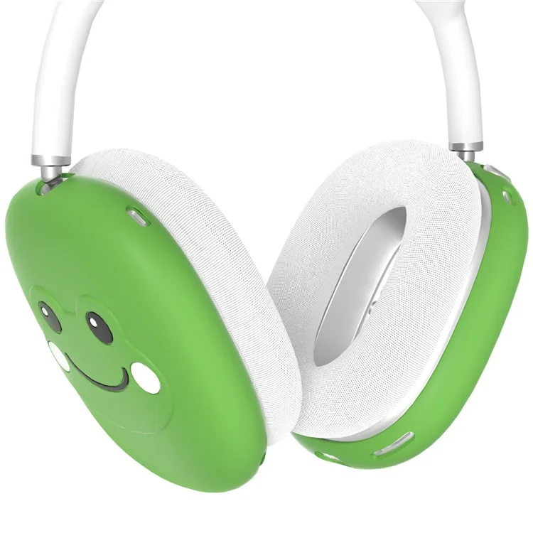 Per AirPods Max Frog Design Liquid Silicone Headphone Earmuff Shell + Headbeam Cover - Verde