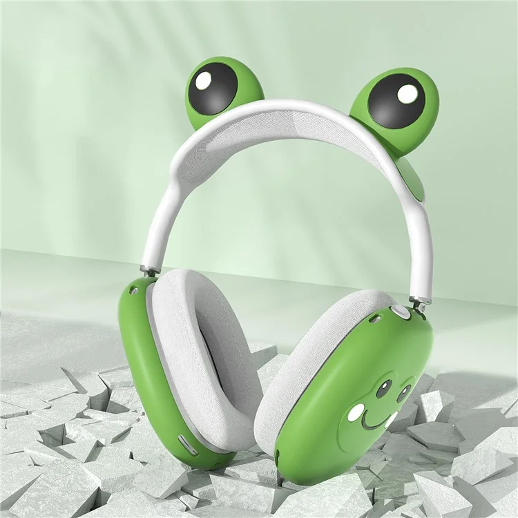 Per AirPods Max Frog Design Liquid Silicone Headphone Earmuff Shell + Headbeam Cover - Verde