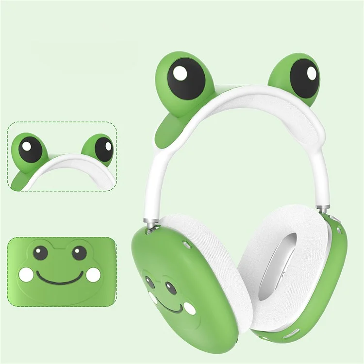 Per AirPods Max Frog Design Liquid Silicone Headphone Earmuff Shell + Headbeam Cover - Verde