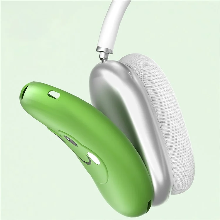 Per AirPods Max Frog Design Liquid Silicone Headphone Earmuff Shell + Headbeam Cover - Verde