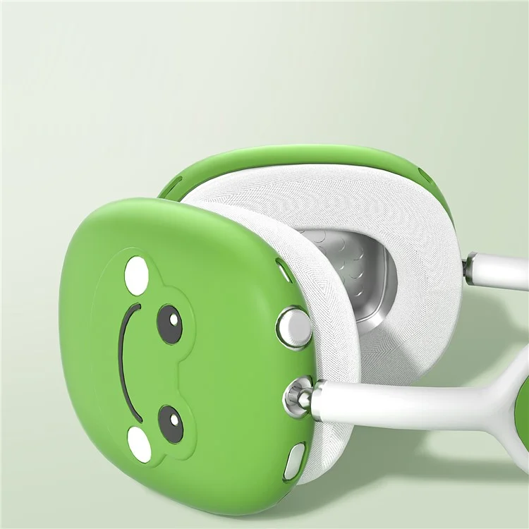 Per AirPods Max Frog Design Liquid Silicone Headphone Earmuff Shell + Headbeam Cover - Verde