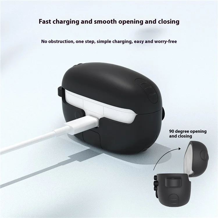 Pour la console de jeu Sony WF-1000XM5 Conception Bluetooth Écouteur Housse Silicone Liquide Anti-Drop Case - Gris Foncé