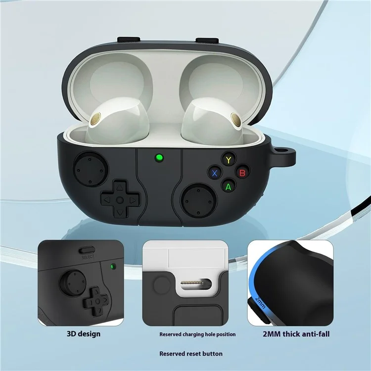 Pour la console de jeu Sony WF-1000XM5 Conception Bluetooth Écouteur Housse Silicone Liquide Anti-Drop Case - Gris Foncé