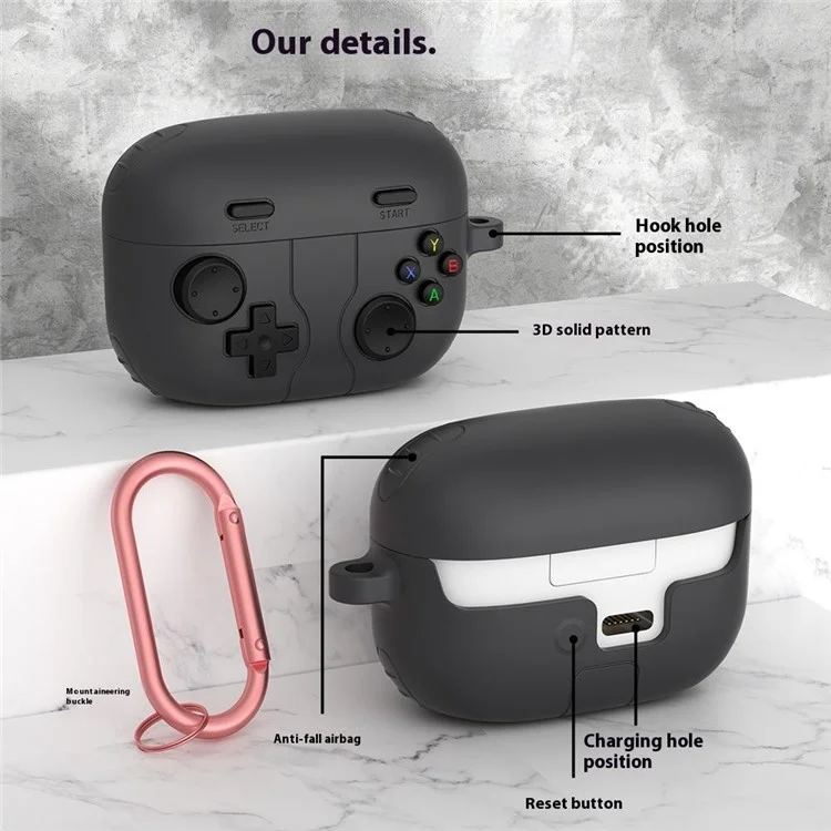 Para Sony Linkbuds S Retro Game Console Design Bluetooth Earphone Liquid Silicone Cover - Dark Grey