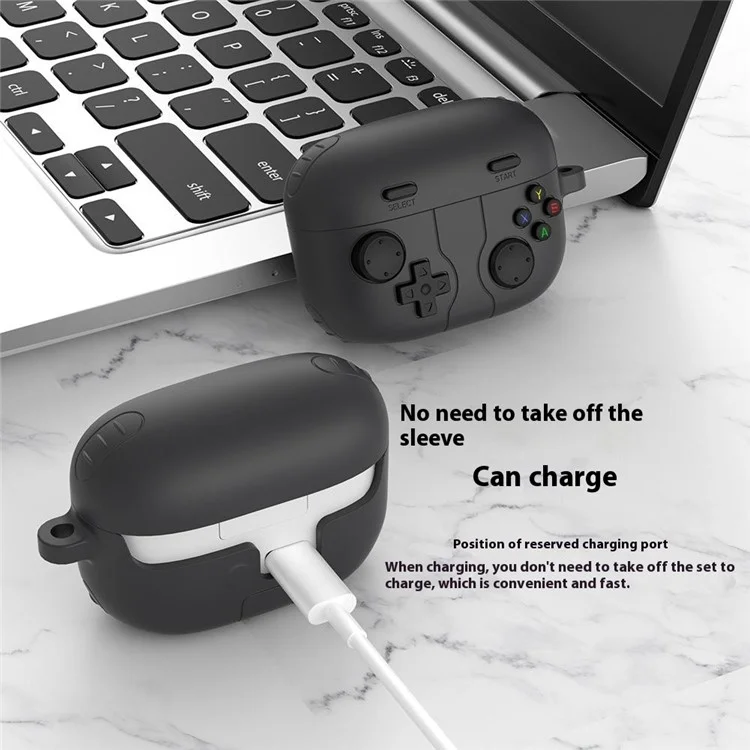 Para Sony Linkbuds S Retro Game Console Design Bluetooth Earphone Liquid Silicone Cover - Dark Grey
