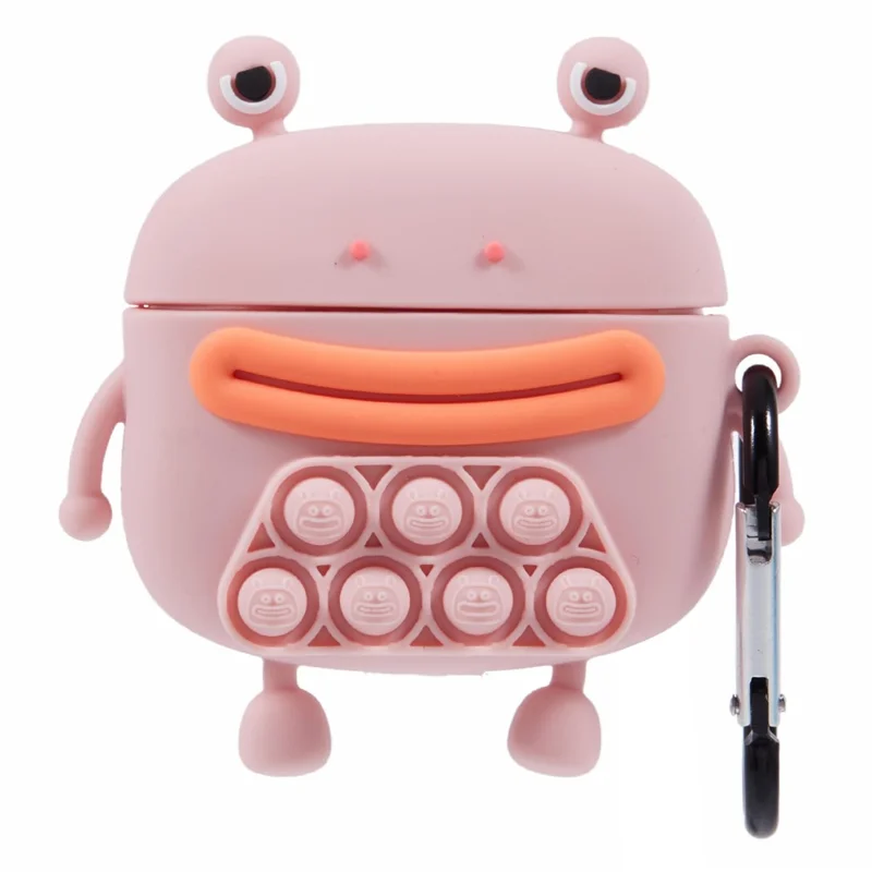 Pour Apple AirPods 3 Silicone Cover Bubble Fidget Stress Relief Frog Protective Case - Rose