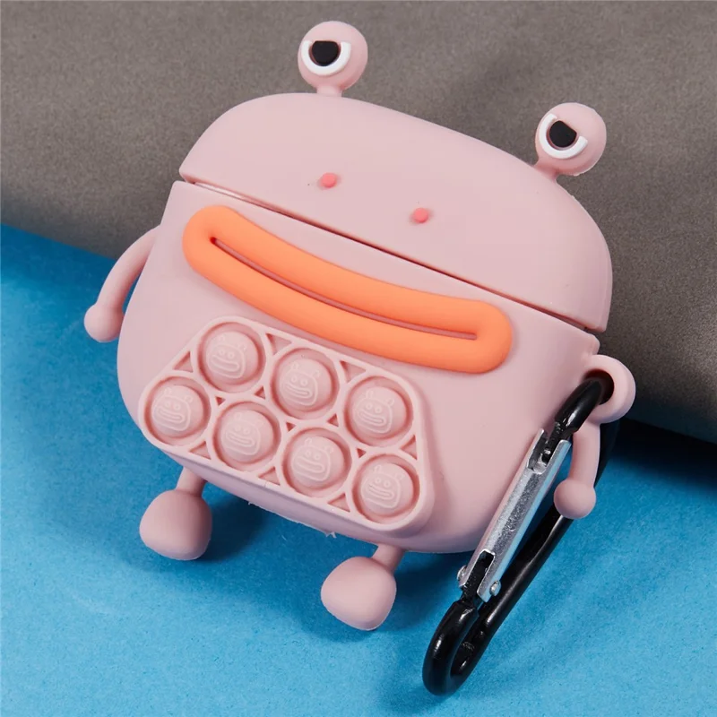 Pour Apple AirPods 3 Silicone Cover Bubble Fidget Stress Relief Frog Protective Case - Rose