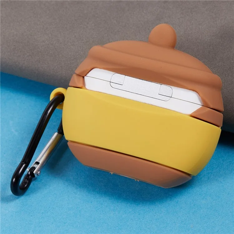 Per Apple AirPods 3 Bluetooth Earphones Custodia Protettiva in Silicone a Forma di Vaso di Miele con Moschettone