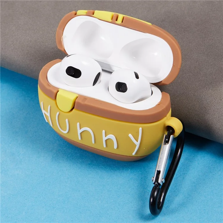 Per Apple AirPods 3 Bluetooth Earphones Custodia Protettiva in Silicone a Forma di Vaso di Miele con Moschettone