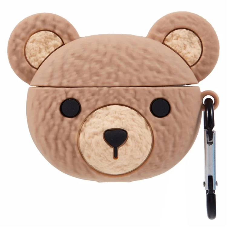 For Apple AirPods 3 Bluetooth-compatible Earphones Silicone Cover Cartoon Bear Protective Case with Carabiner