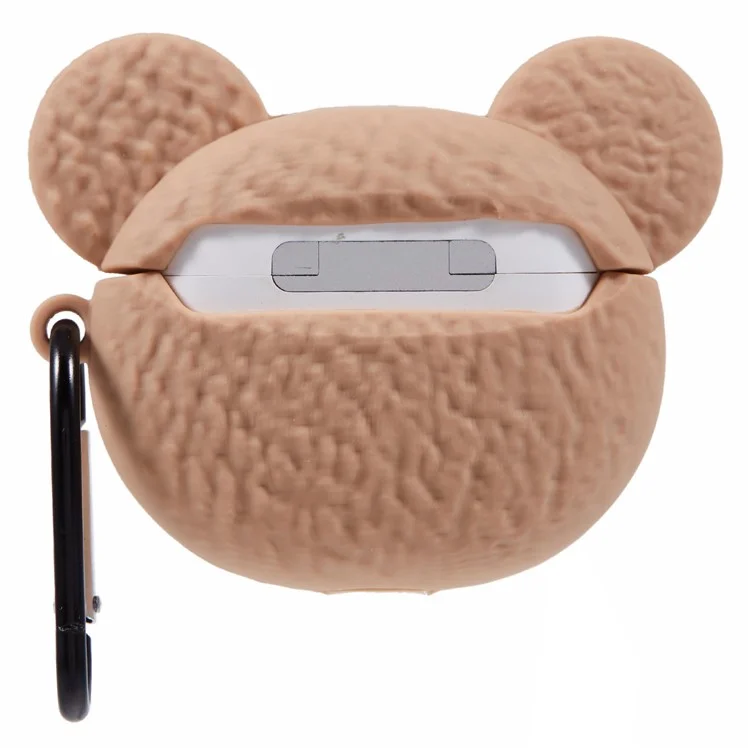 For Apple AirPods 3 Bluetooth-compatible Earphones Silicone Cover Cartoon Bear Protective Case with Carabiner