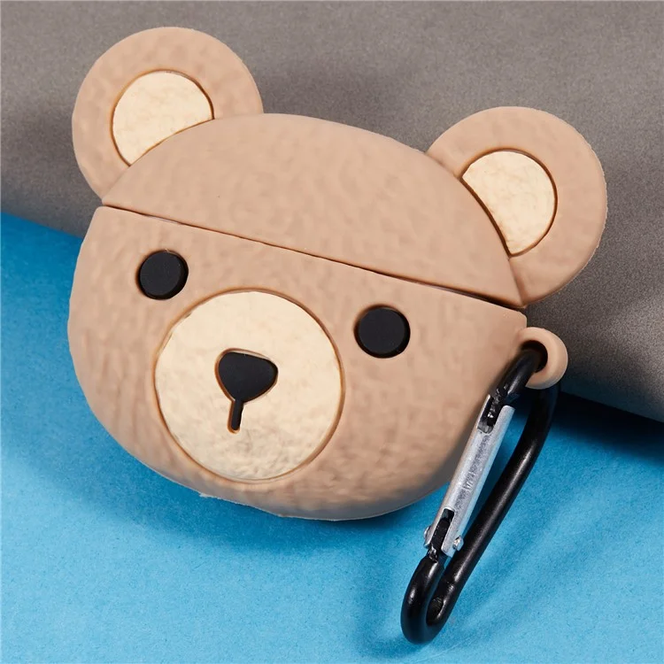 For Apple AirPods 3 Bluetooth-compatible Earphones Silicone Cover Cartoon Bear Protective Case with Carabiner