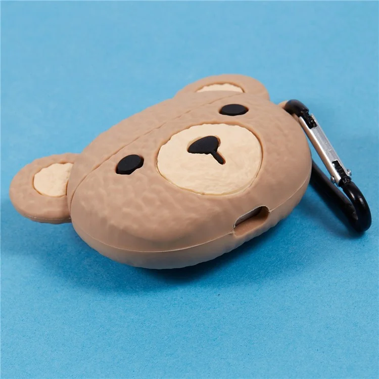 For Apple AirPods 3 Bluetooth-compatible Earphones Silicone Cover Cartoon Bear Protective Case with Carabiner