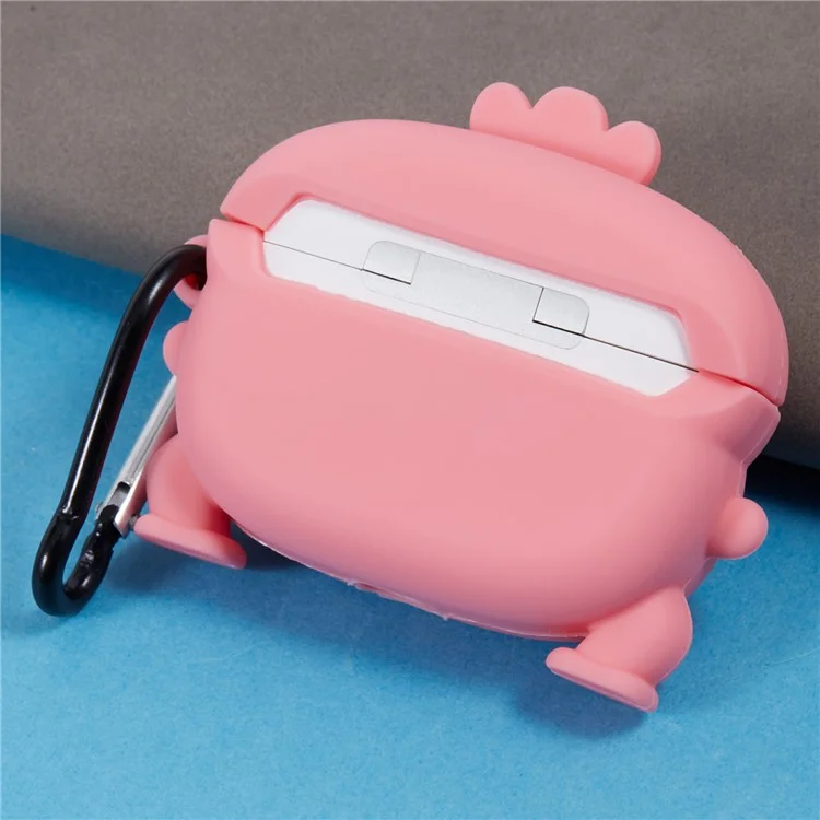 Per Apple AirPods Pro Bluetooth Earphones Silicone Cover Dinosaur and Heart Protective Case - Pink