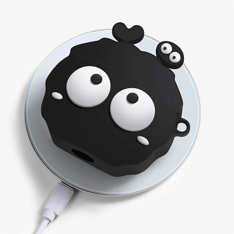 Para Apple AirPods Pro Silicone Case Big Eyes Briquette Bluetooth Earphone Cover with Carabiner - Estilo A