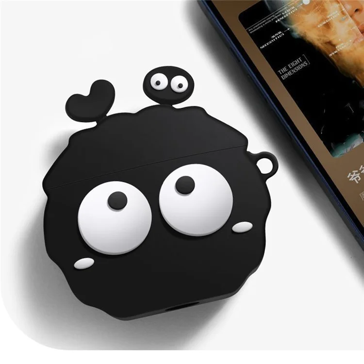 Para Apple AirPods Pro Silicone Case Big Eyes Briquette Bluetooth Earphone Cover with Carabiner - Estilo A
