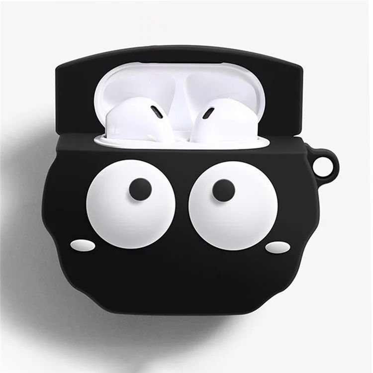 Para Apple AirPods Pro Silicone Case Big Eyes Briquette Bluetooth Earphone Cover with Carabiner - Estilo A
