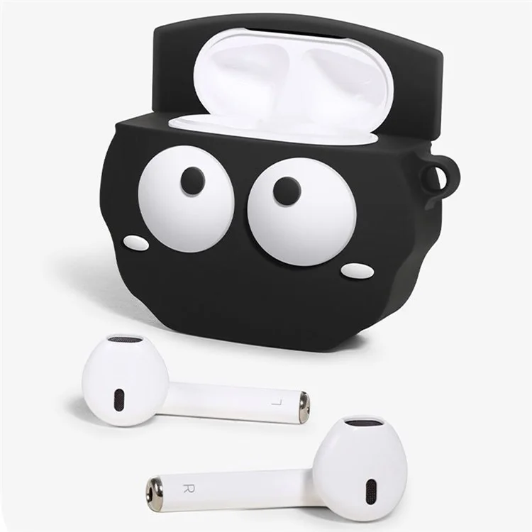 Para Apple AirPods Pro Silicone Case Big Eyes Briquette Bluetooth Earphone Cover with Carabiner - Estilo A
