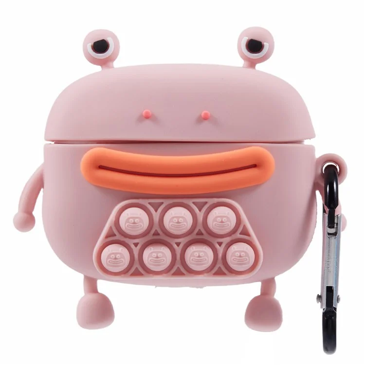 Para Apple AirPods Pro Silicone Cover Bubble Fidget Stress Relief Frog Protective Case - Pink