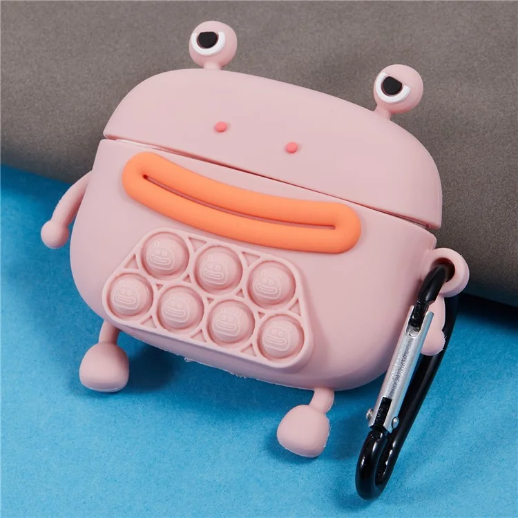 Para Apple AirPods Pro Silicone Cover Bubble Fidget Stress Relief Frog Protective Case - Pink