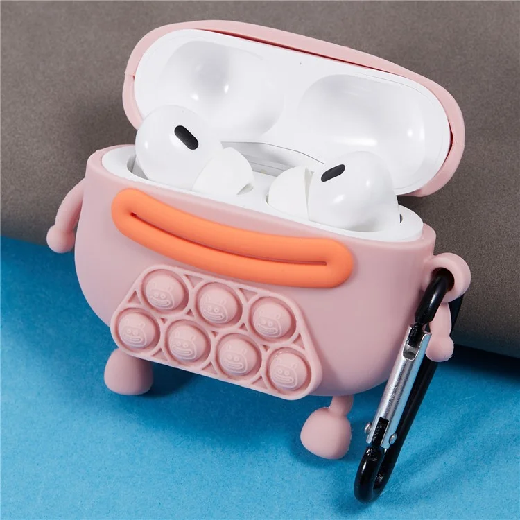Para Apple AirPods Pro Silicone Cover Bubble Fidget Stress Relief Frog Protective Case - Pink