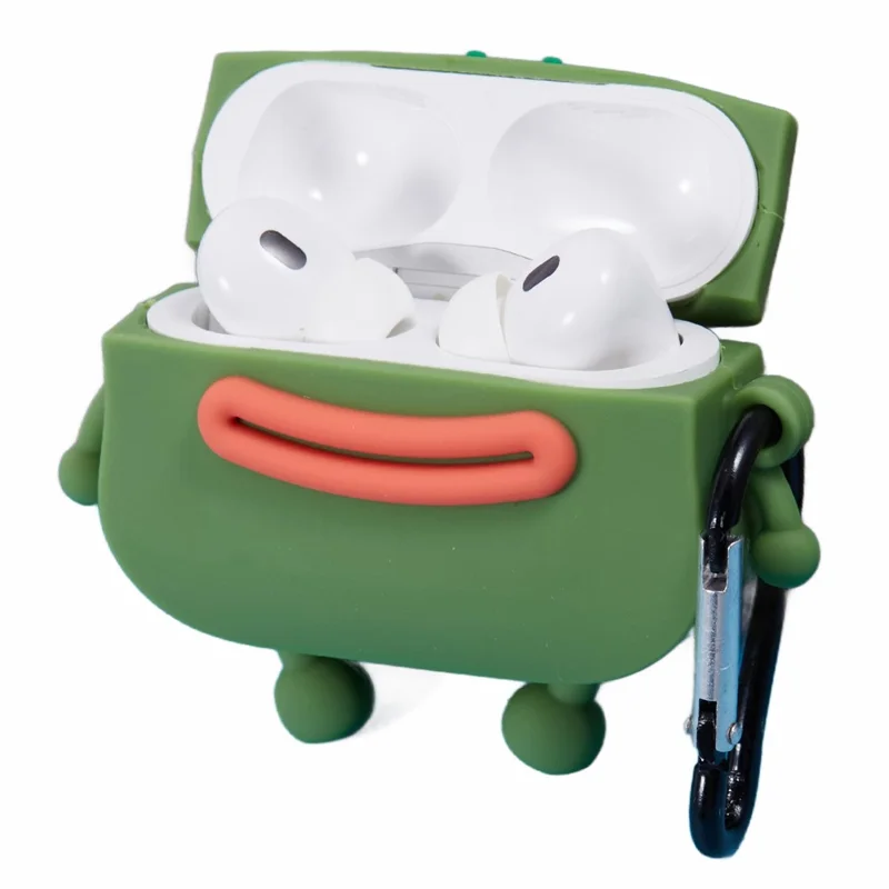 Pour Apple AirPods Pro Écouteurs Bluetooth Silicone Couvre Bouche Saucisse Grenouille Étui de Protection - Vert