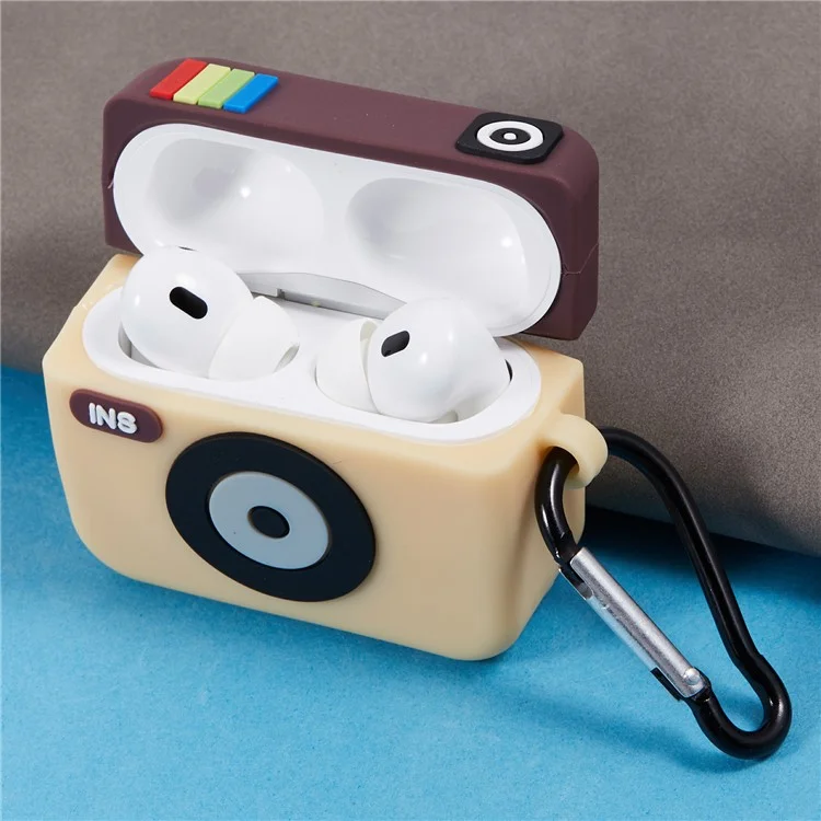Para Apple AirPods Pro Bluetooth Earphones Silicone Cover Instant Camera Protective Case with Carabiner