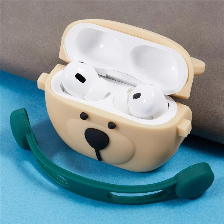 For Apple AirPods Pro Bluetooth-compatible Earphones Silicone Cover Headset Bear Protective Case with Carabiner