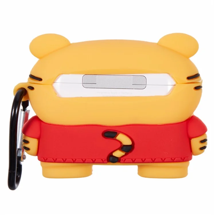 For Apple AirPods Pro Bluetooth-compatible Earphones Silicone Cover Cartoon Tiger Protective Case with Carabiner