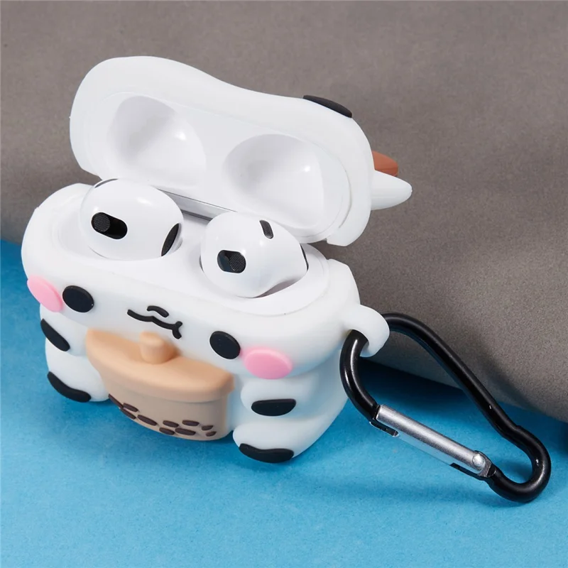 For Apple AirPods 3 Silicone Cover Milk Tea Cow Bluetooth-compatible Earphones Protective Case