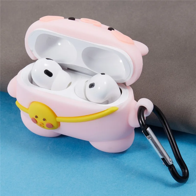 For Apple AirPods Pro Silicone Cover Lovely Cartoon Pig Bluetooth-compatible Earphones Protective Case