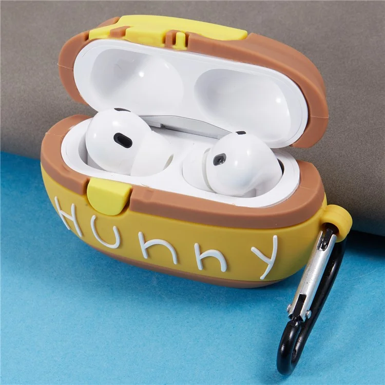 For Apple AirPods Pro Bluetooth-compatible Earphones Silicone Cover Honey Pot Protective Case with Carabiner