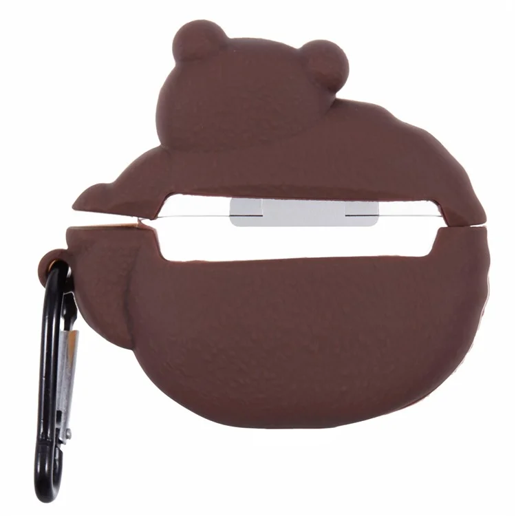 Capa de Silicone para Apple AirPods Pro Cookie Bear Bluetooth Earphones Protective Case com Carabiner