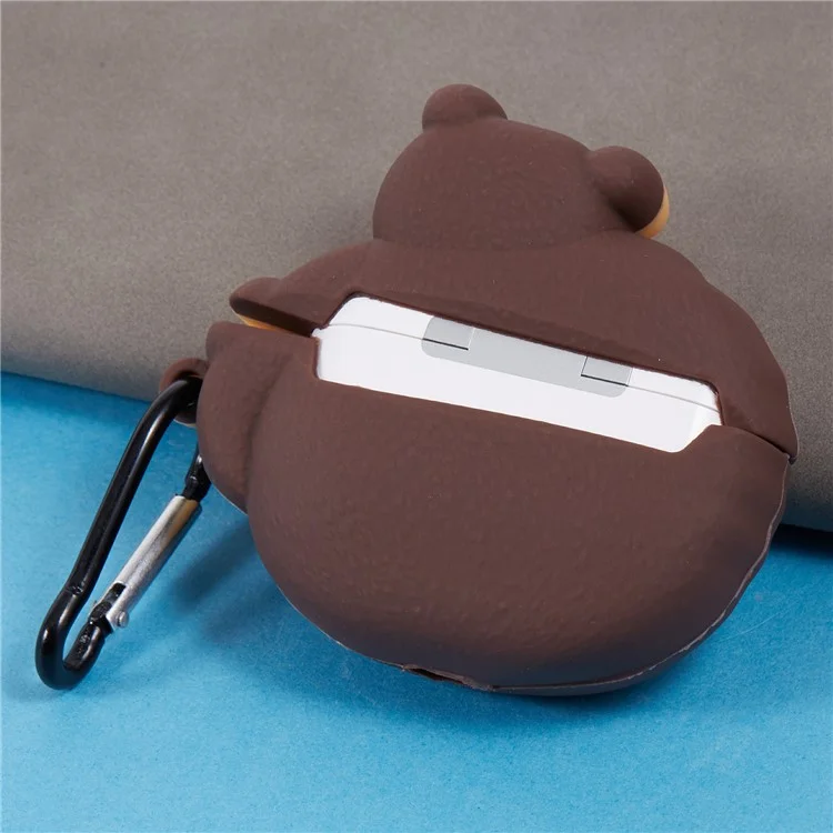 Capa de Silicone para Apple AirPods Pro Cookie Bear Bluetooth Earphones Protective Case com Carabiner