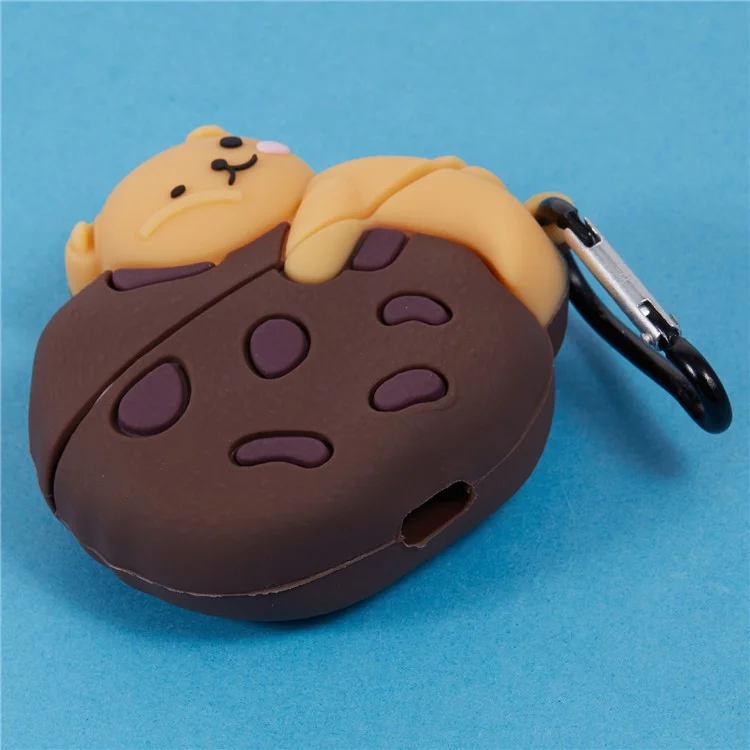 Capa de Silicone para Apple AirPods Pro Cookie Bear Bluetooth Earphones Protective Case com Carabiner