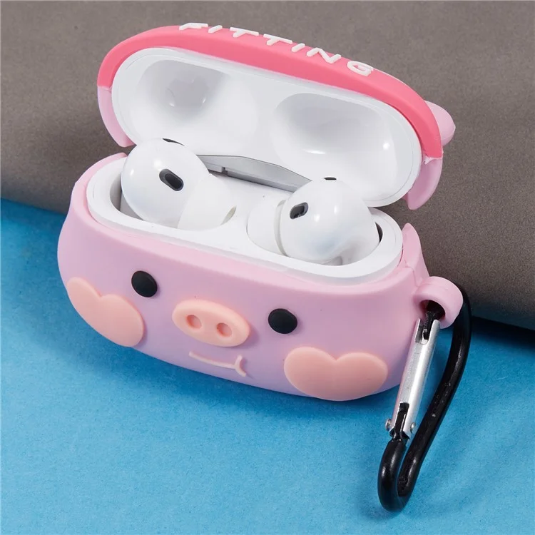 Para Apple AirPods Pro Fones de Ouvido Bluetooth Capa de Silicone Protetora de Cabeça de Porco com Mosquetão