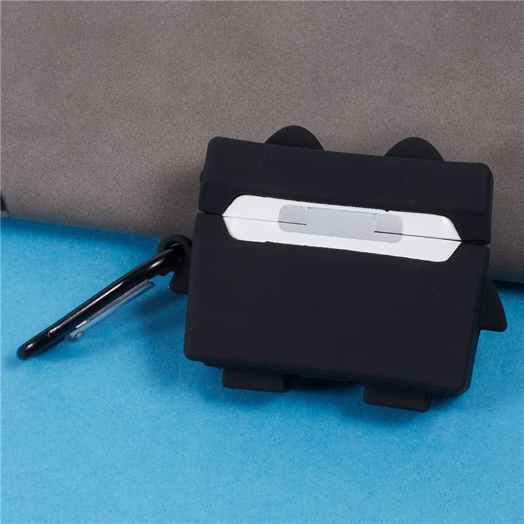 Para Apple AirPods Pro Bluetooth Earphones Silicone Cover Black Robot Protective Case