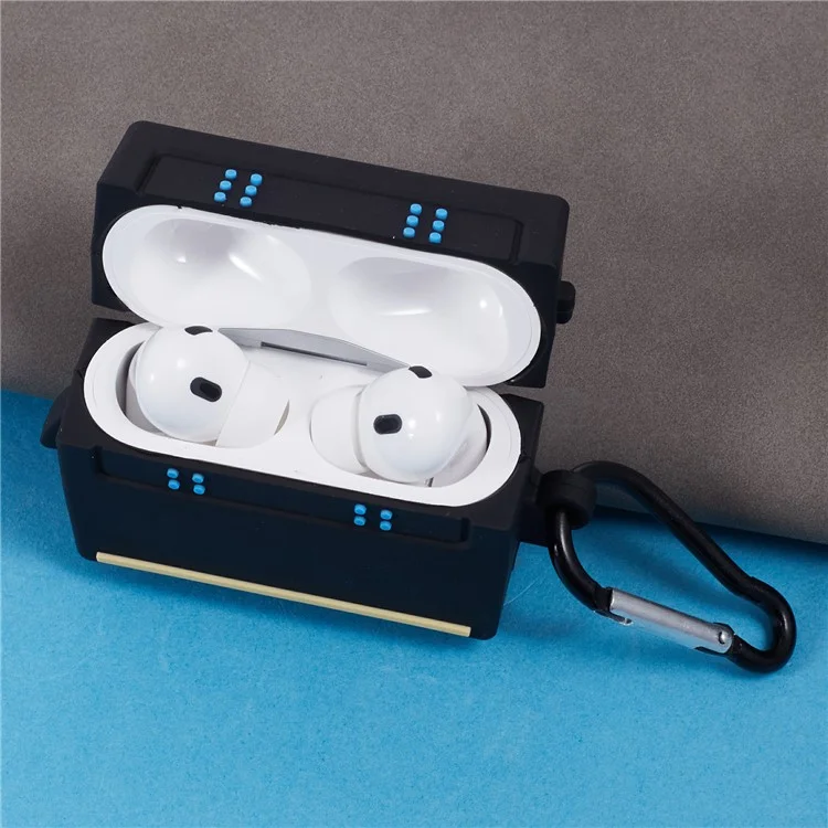 Para Apple AirPods Pro Bluetooth Earphones Silicone Cover Black Robot Protective Case