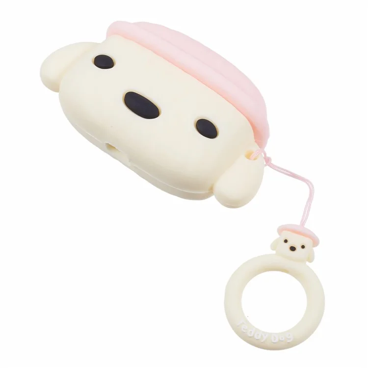 Per Apple AirPods Pro Bluetooth Earphones Silicone Cover Teddy Protective Case - Beige