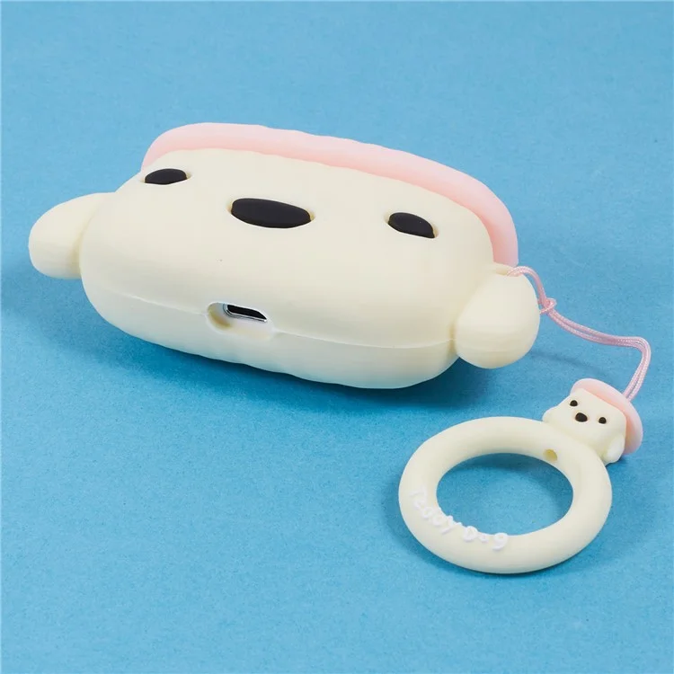 Per Apple AirPods Pro Bluetooth Earphones Silicone Cover Teddy Protective Case - Beige