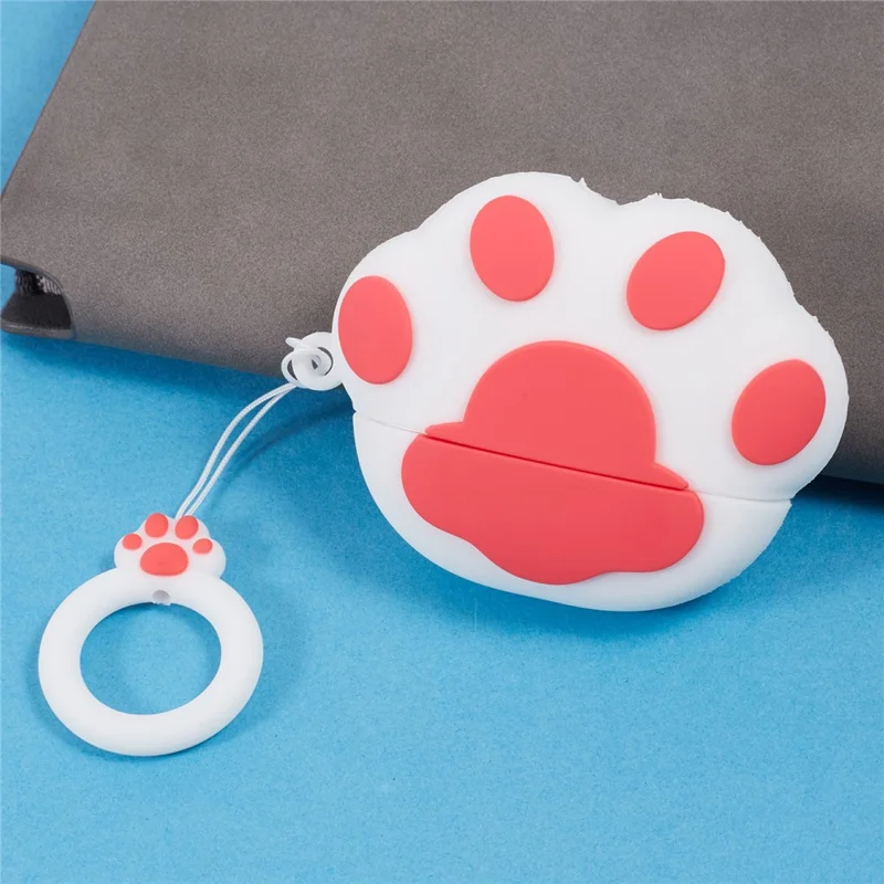 For Apple AirPods Pro Bluetooth-compatible Earphones Silicone Cover Cat Claws Protective Case - White