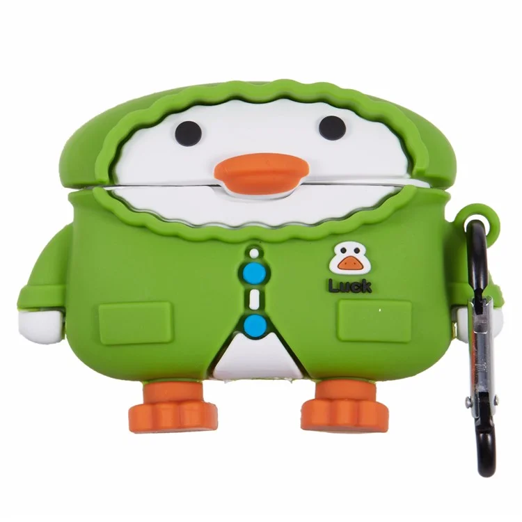 Силиконовый чехол для AirPods Pro Apple Raincoat Duck Bluetooth Наушники Защитный чехол с карабином