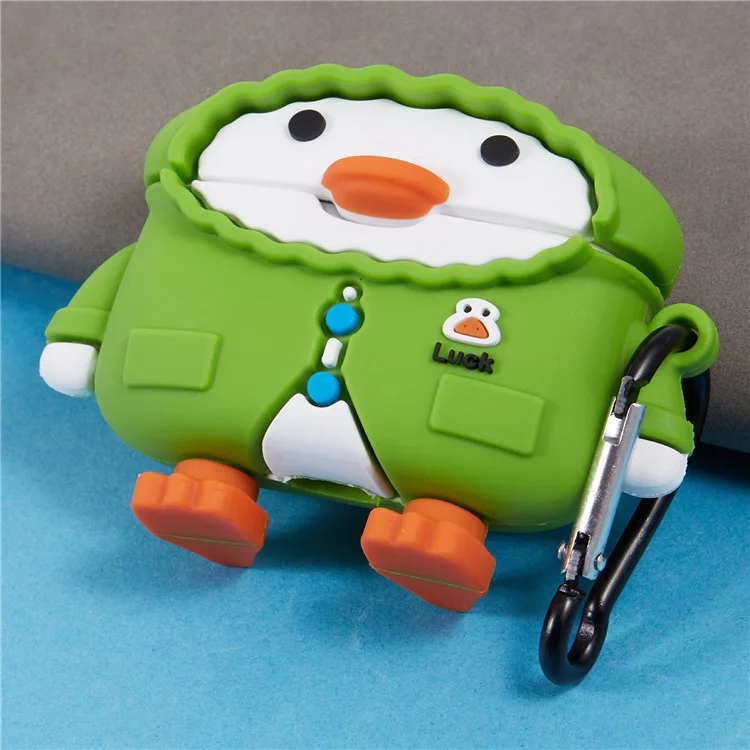 Силиконовый чехол для AirPods Pro Apple Raincoat Duck Bluetooth Наушники Защитный чехол с карабином