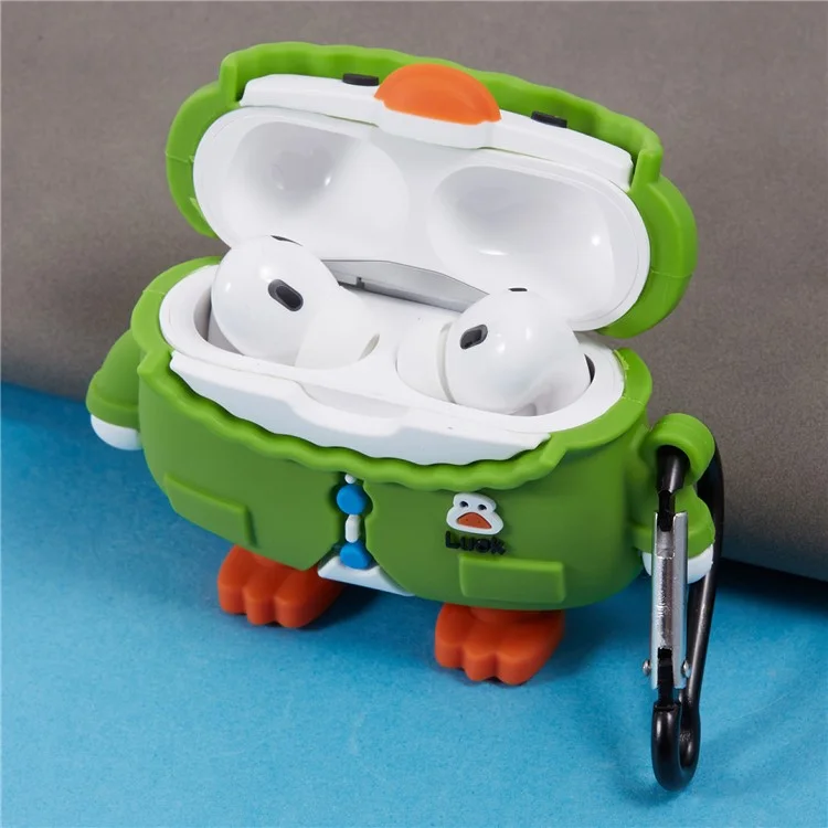 Силиконовый чехол для AirPods Pro Apple Raincoat Duck Bluetooth Наушники Защитный чехол с карабином