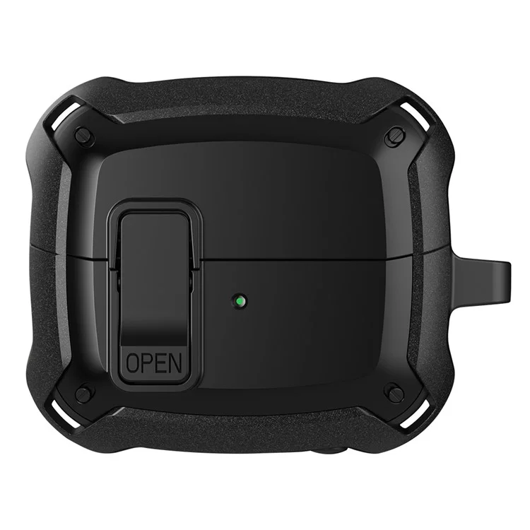 For Samsung Galaxy Buds3 / Buds3 Pro Bluetooth-compatible Earphone Cover TPU+PC Anti-Drop Case with Buckle - All Black