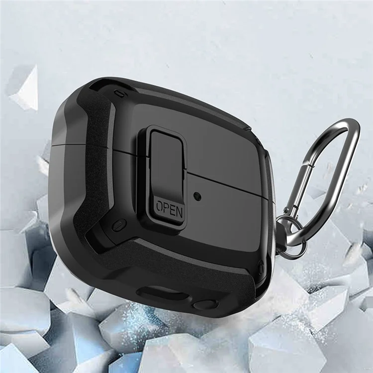 For Samsung Galaxy Buds3 / Buds3 Pro Bluetooth-compatible Earphone Cover TPU+PC Anti-Drop Case with Buckle - All Black