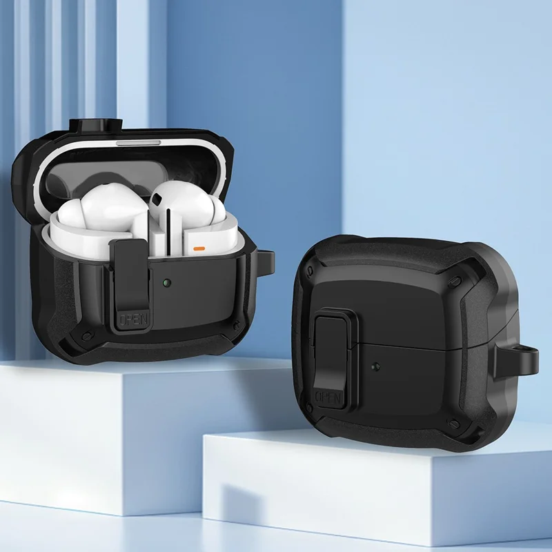 For Samsung Galaxy Buds3 / Buds3 Pro Bluetooth-compatible Earphone Cover TPU+PC Anti-Drop Case with Buckle - Green