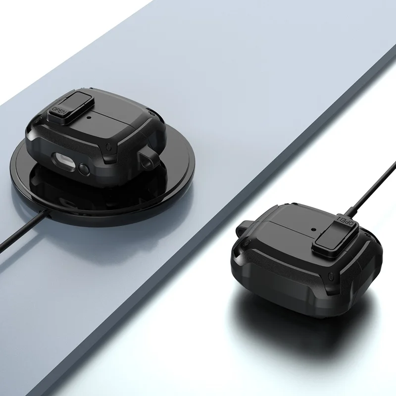 For Samsung Galaxy Buds3 / Buds3 Pro Bluetooth-compatible Earphone Cover TPU+PC Anti-Drop Case with Buckle - Green