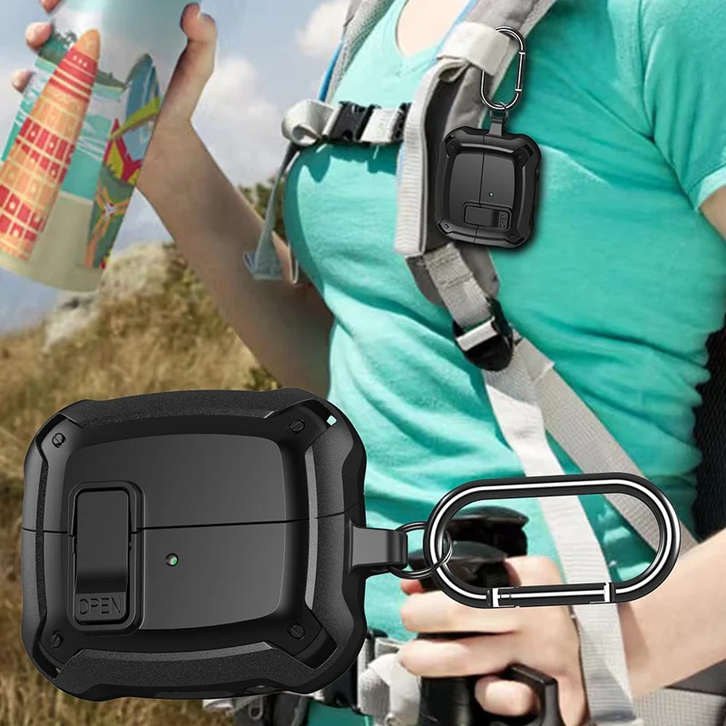 For Samsung Galaxy Buds3 / Buds3 Pro Bluetooth-compatible Earphone Cover TPU+PC Anti-Drop Case with Buckle - Green